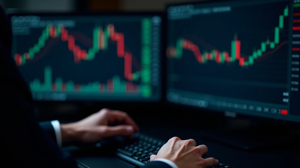 Obrazovka obchodního terminálu s živými grafy měnových párů a svíčkovým grafem